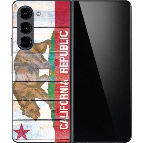 California Flag Light Wood Galaxy Z Fold5 5G Skin